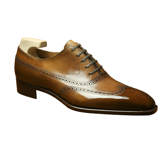 Brown Leather Cedara Brogue Wingtip Oxfords - Formal Shoes