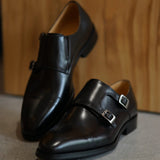 Men's Black Double Monk Strap Shoes